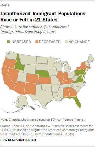 Unauthorized Immigrant Populations Rose or Fell in 21 States